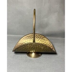 Vintage Brass Flower Basket FTDA  Holland Nijhof Zevenaar Hammered Brass 1980's